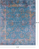 Blue Persian Tabriz Hand Knotted Wool & Silk Rug - 8' 2" X 10' 2" - Golden Nile