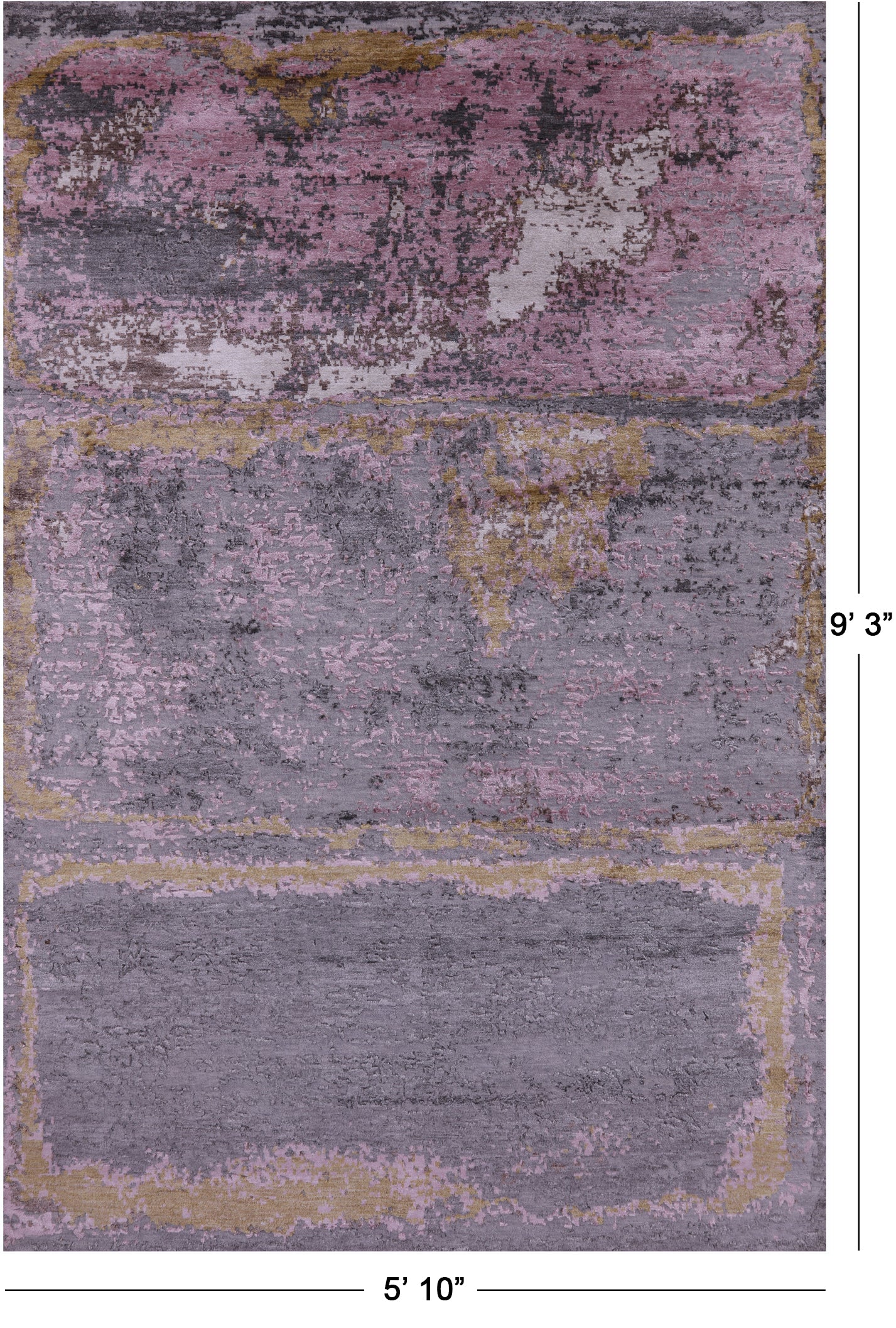 Abstract Contemporary Hand Knotted Wool & Silk Rug - 5' 10" X 9' 3" - Golden Nile