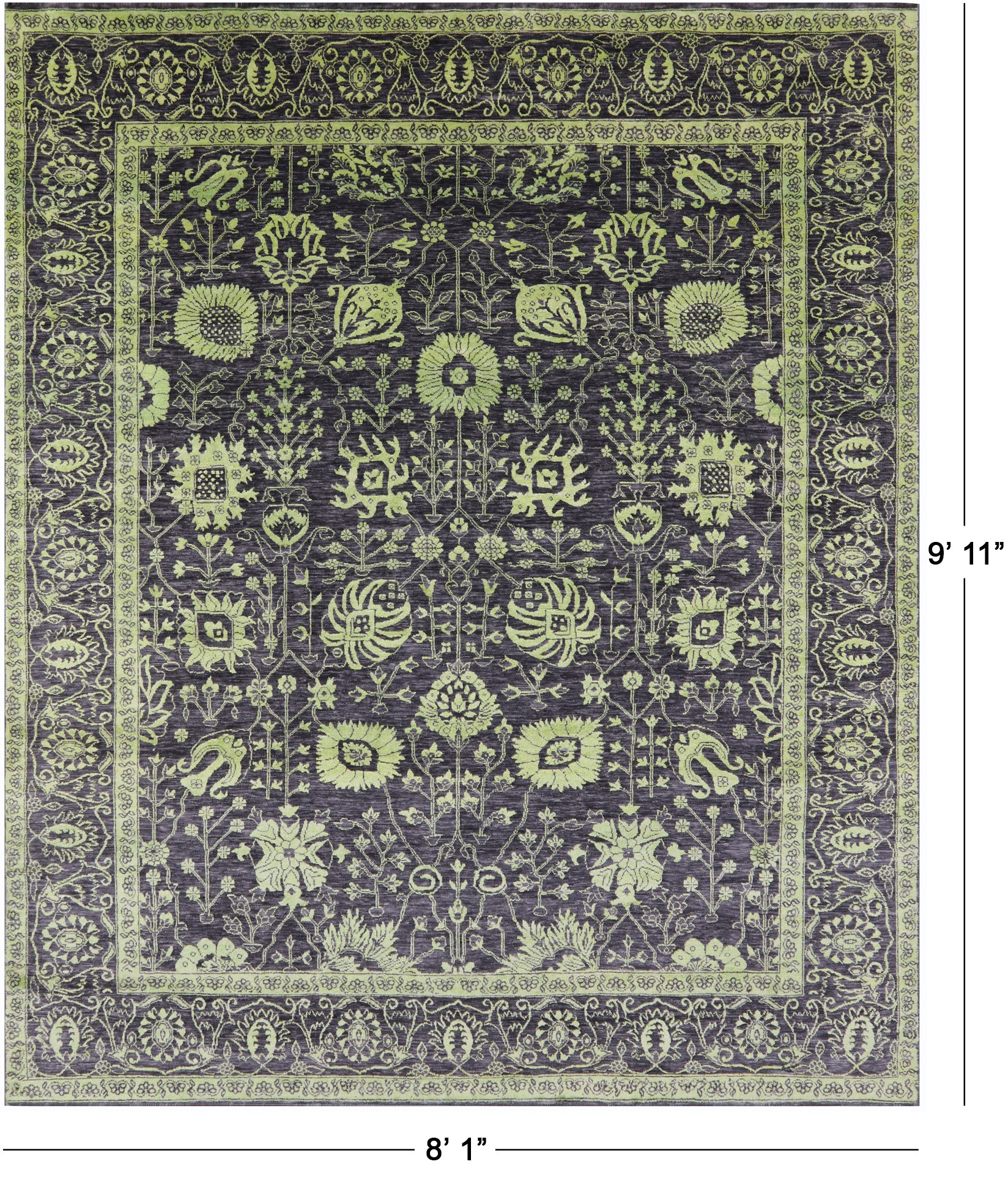 Grey Persian Tabriz Handmade Wool & Silk Rug - 8' 1" X 9' 11" - Golden Nile