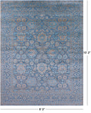 Blue Persian Tabriz Hand Knotted Wool & Silk Rug - 8' 0" X 10' 2" - Golden Nile