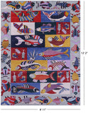 Fish Design Persian Gabbeh Hand Knotted Wool Rug - 8' 11" X 12' 2" - Golden Nile