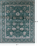 Green Persian Tabriz Hand Knotted Wool & Silk Rug - 8' 1" X 10' 2" - Golden Nile