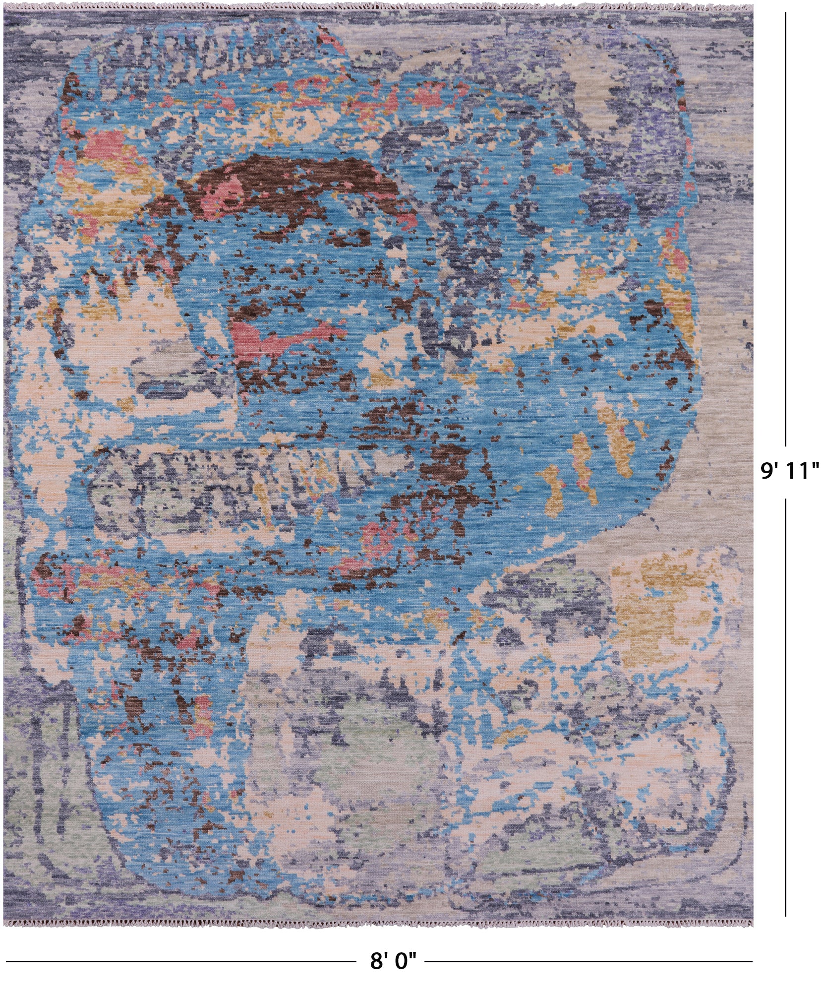 Abstract Contemporary Hand Knotted Wool Rug - 8' 0" X 9' 11" - Golden Nile