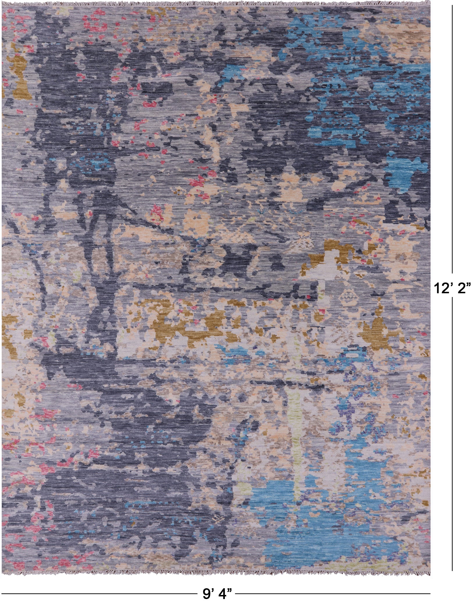 Abstract Modern Handmade Wool Rug - 9' 4" X 12' 2" - Golden Nile