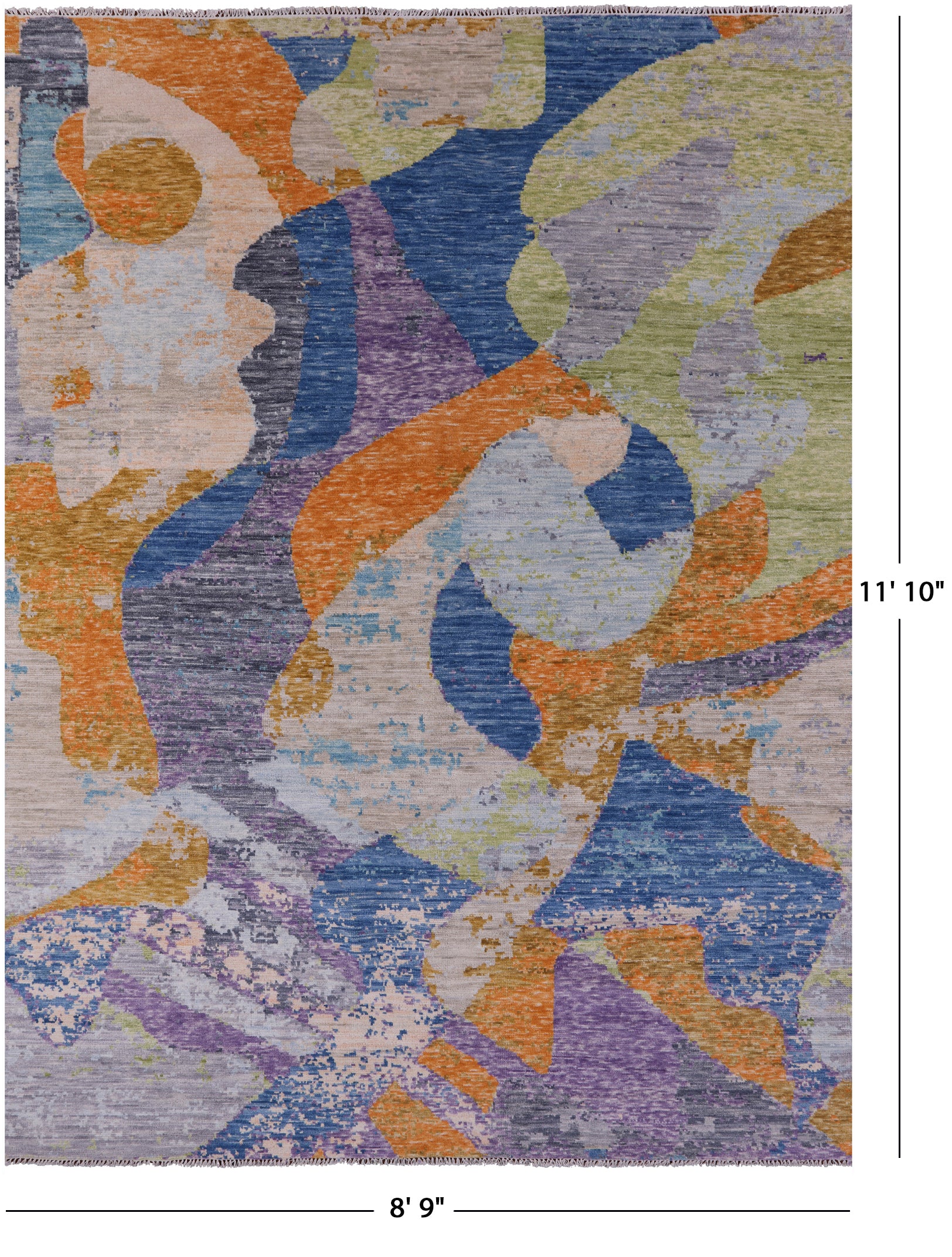 Abstract Contemporary Hand Knotted Wool Rug - 8' 9" X 11' 10" - Golden Nile