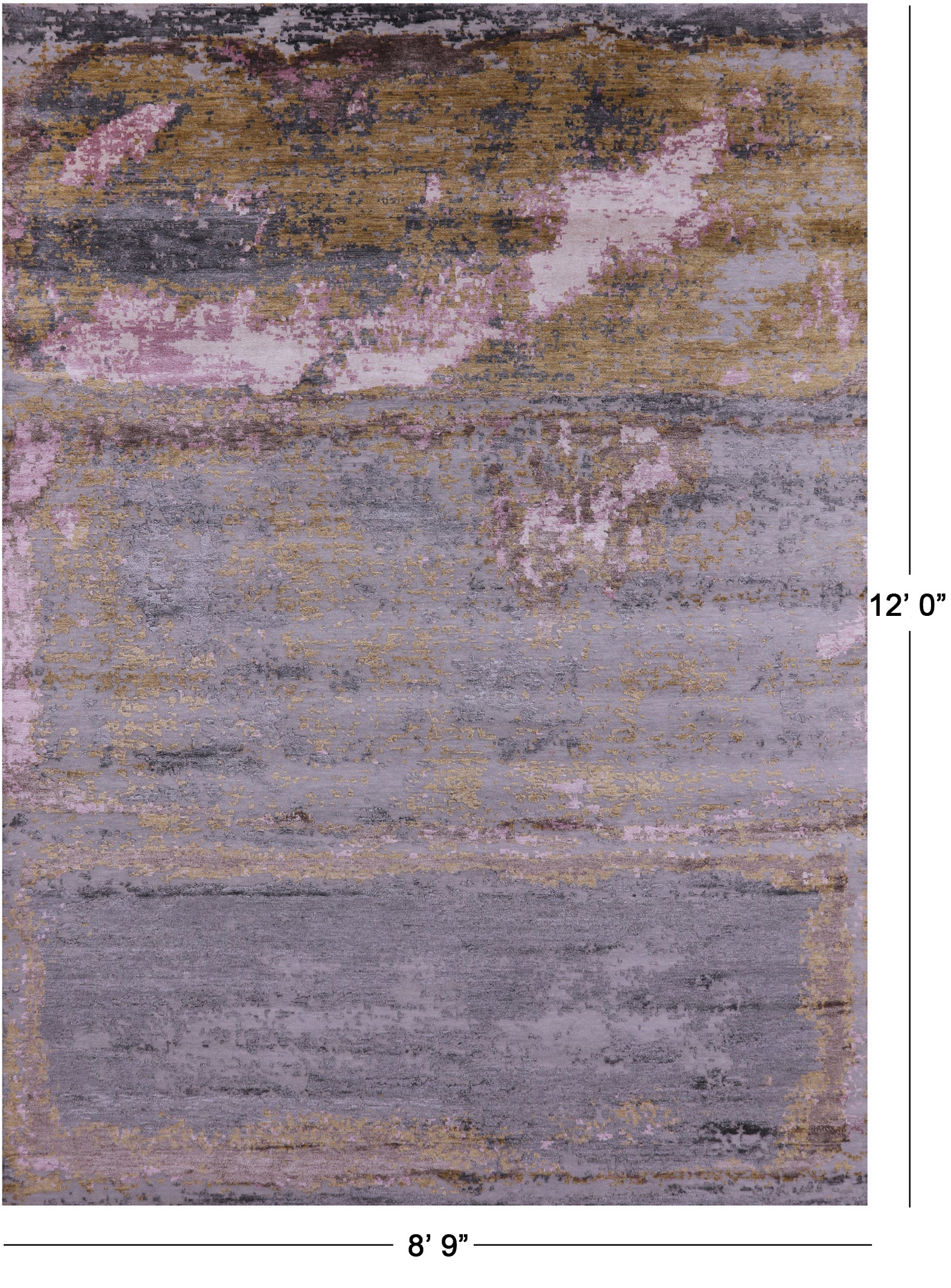 Abstract Contemporary Handmade Wool & Silk Rug - 8' 9" X 12' 0" - Golden Nile
