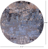 Round Abstract Contemporary Hand Knotted Wool & Silk Rug - 7' 11" X 8' 0" - Golden Nile