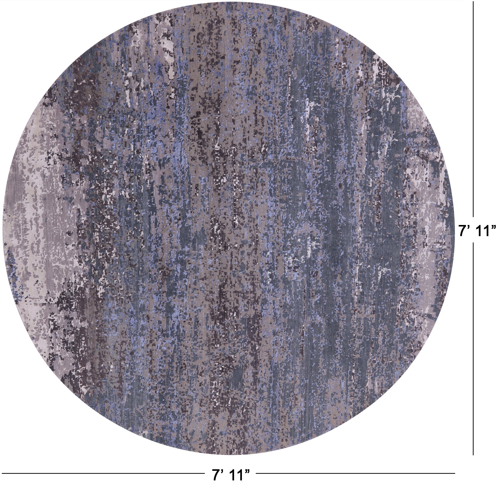 Round Abstract Contemporary Handmade Wool & Silk Rug - 7' 11" X 7' 11" - Golden Nile