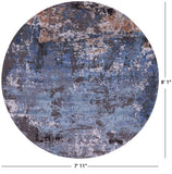 Round Abstract Contemporary Hand Knotted Wool & Silk Rug - 7' 11" X 8' 1" - Golden Nile