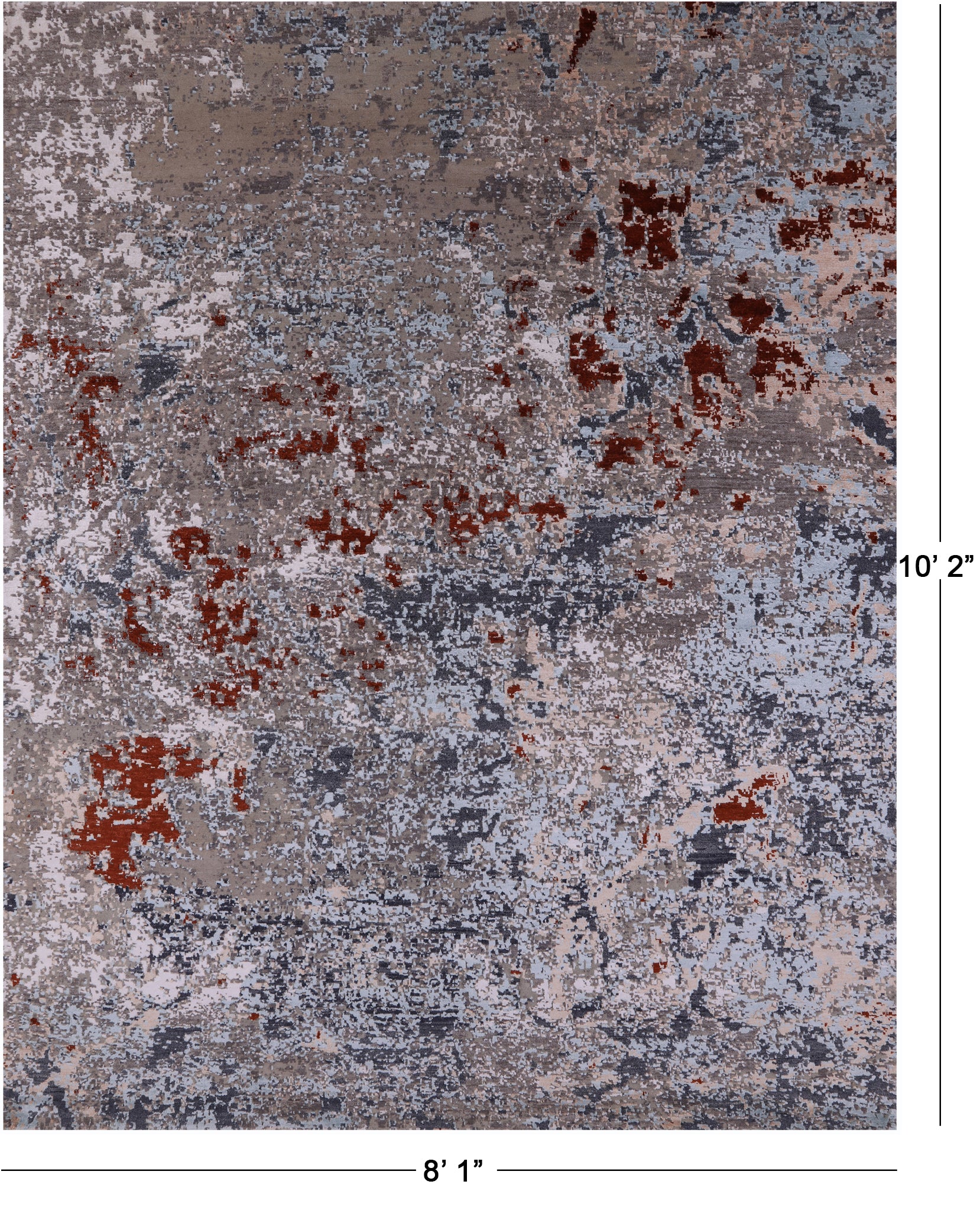 Abstract Contemporary Handmade Wool & Silk Rug - 8' 1" X 10' 2" - Golden Nile