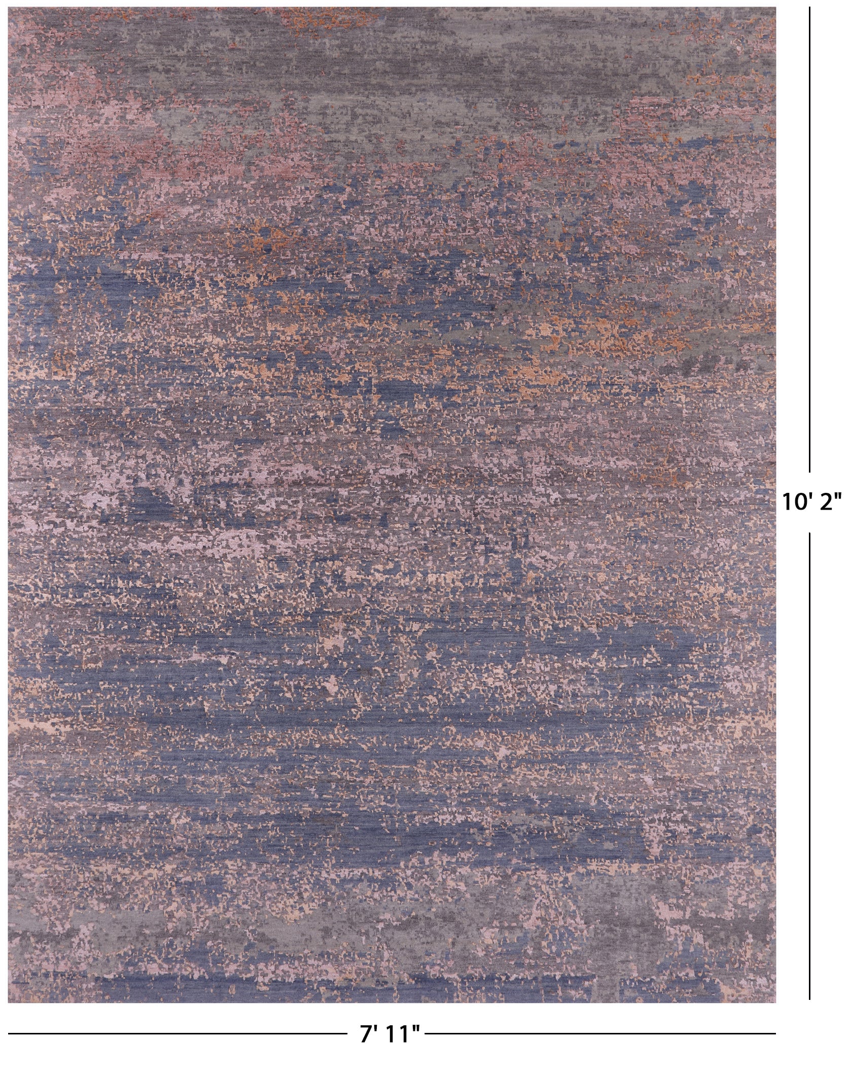 Abstract Contemporary Hand Knotted Wool & Silk Rug - 7' 11" X 10' 2" - Golden Nile