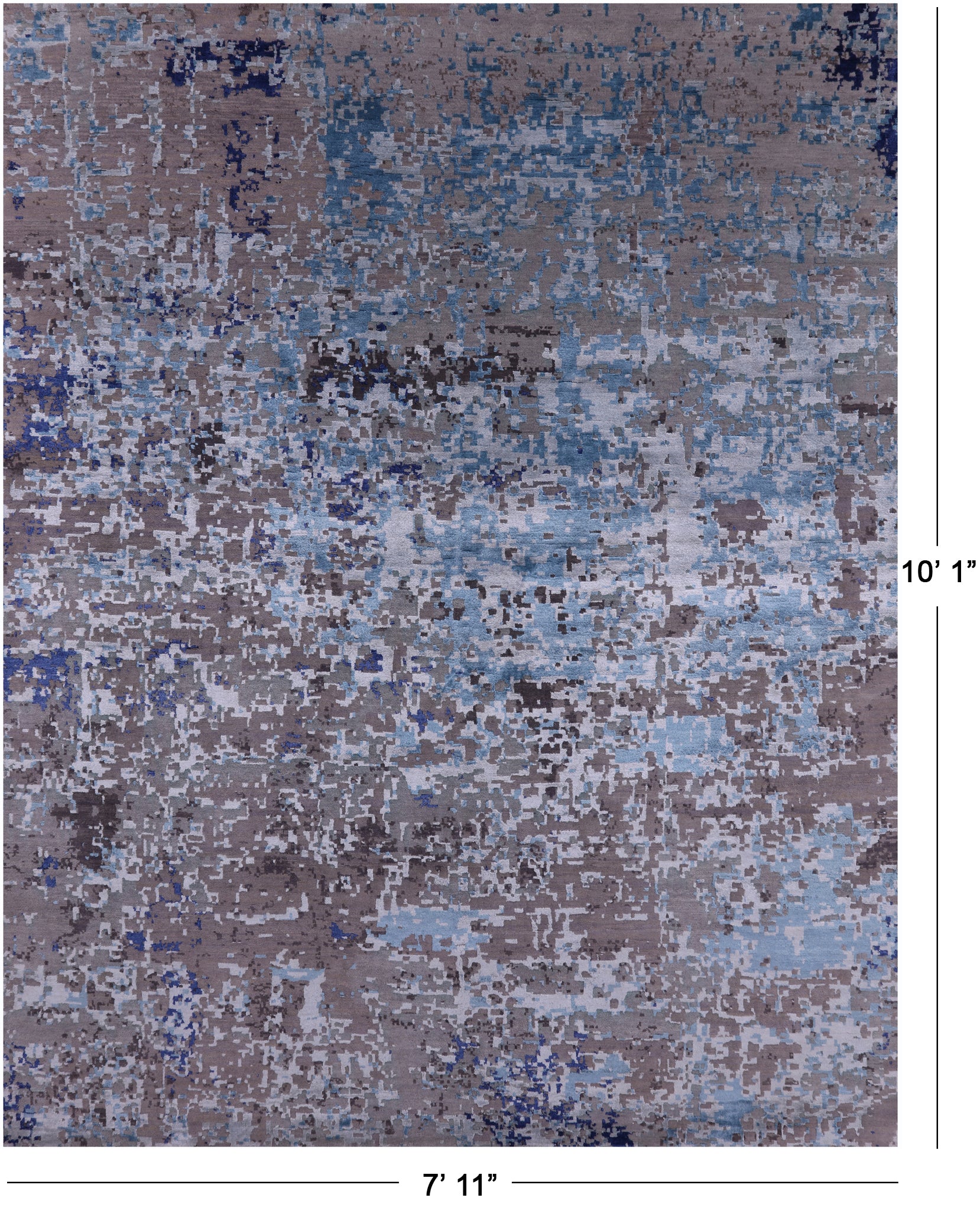 Abstract Contemporary Hand Knotted Wool & Silk Rug - 7' 11" X 10' 1" - Golden Nile
