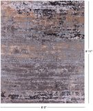 Abstract Contemporary Hand Knotted Wool & Silk Rug - 8' 0" X 9' 11" - Golden Nile