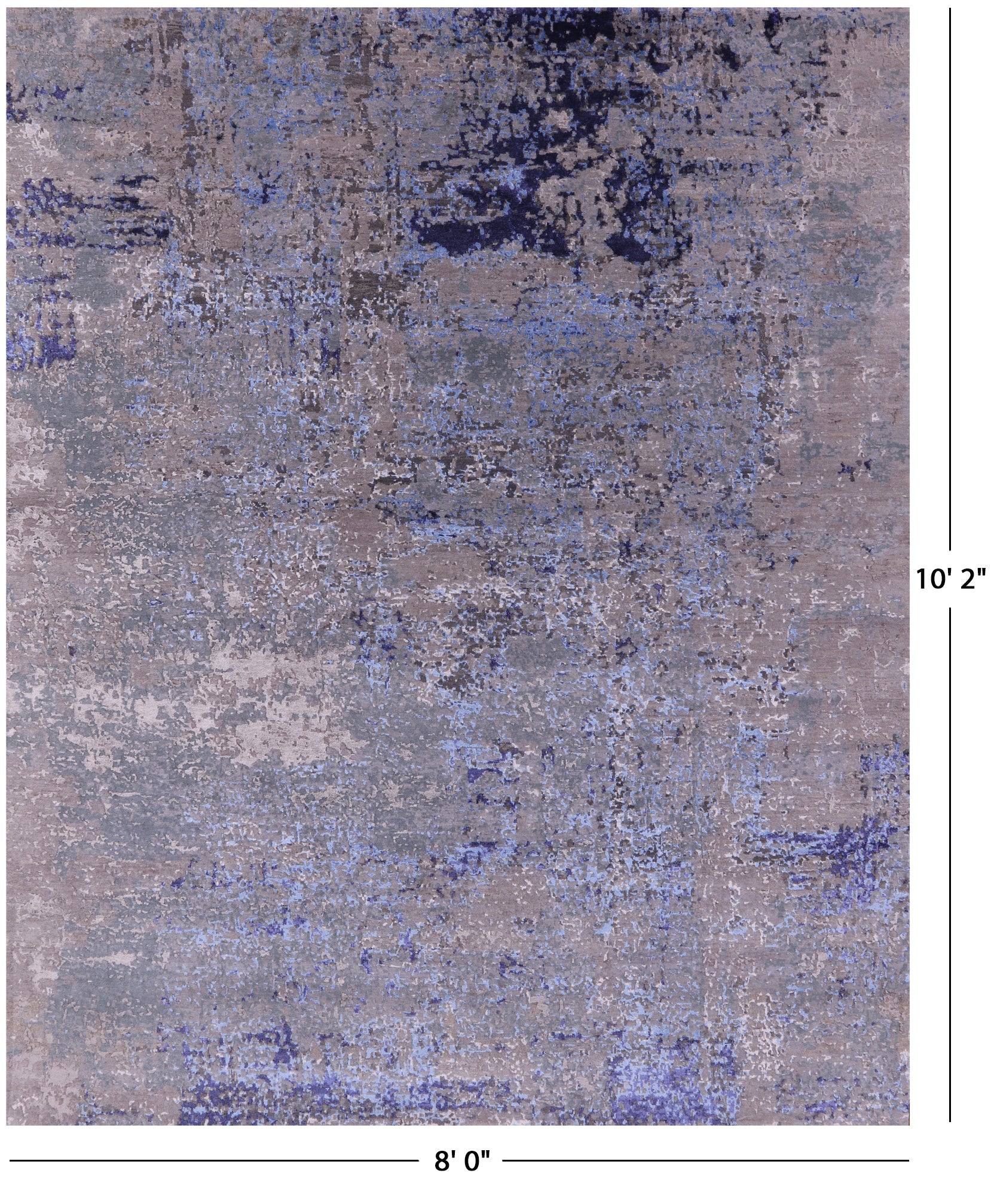 Abstract Contemporary Hand Knotted Wool & Silk Rug - 8' 0" X 10' 2" - Golden Nile