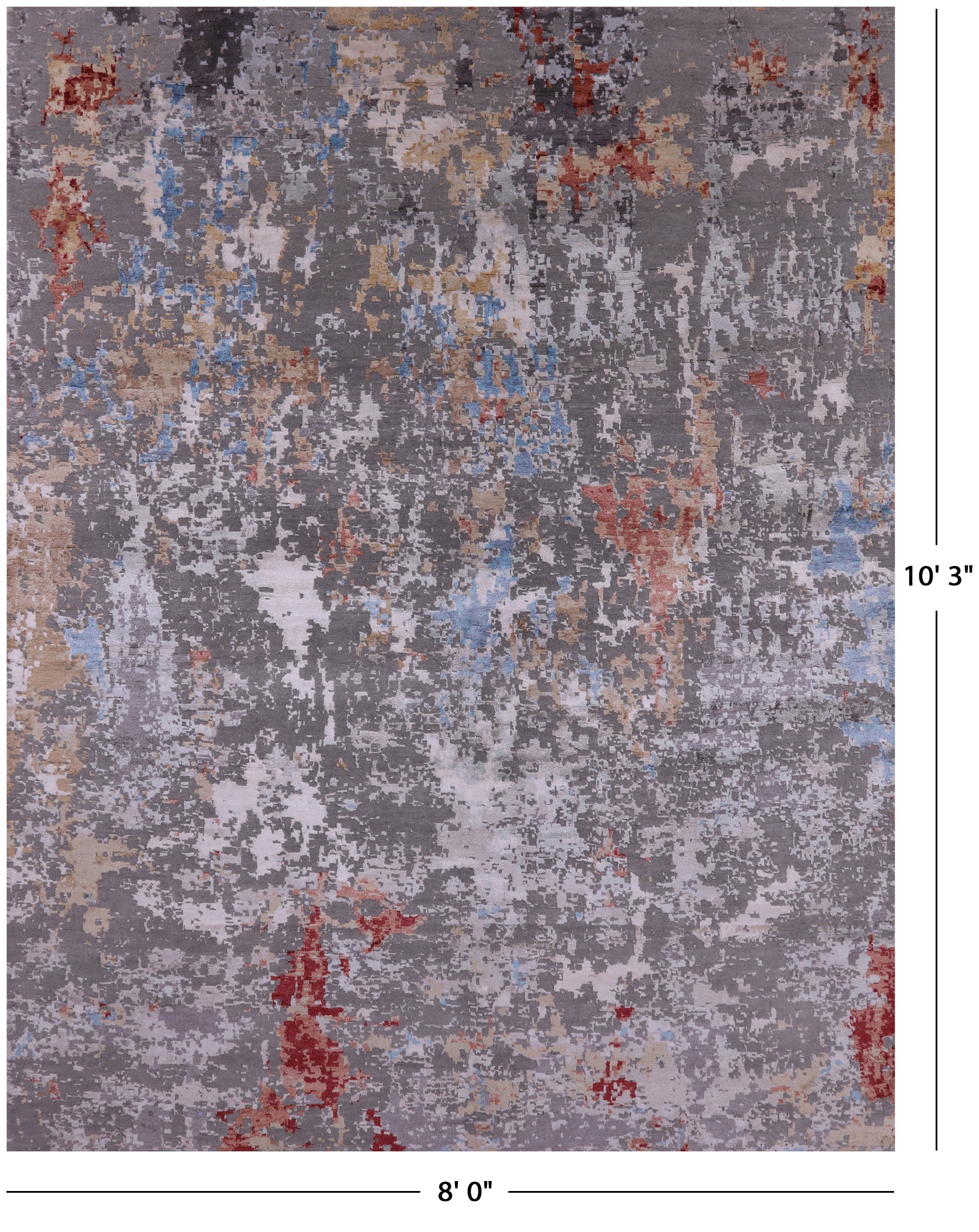 Abstract Contemporary Hand Knotted Wool & Silk Rug - 8' 0" X 10' 3" - Golden Nile