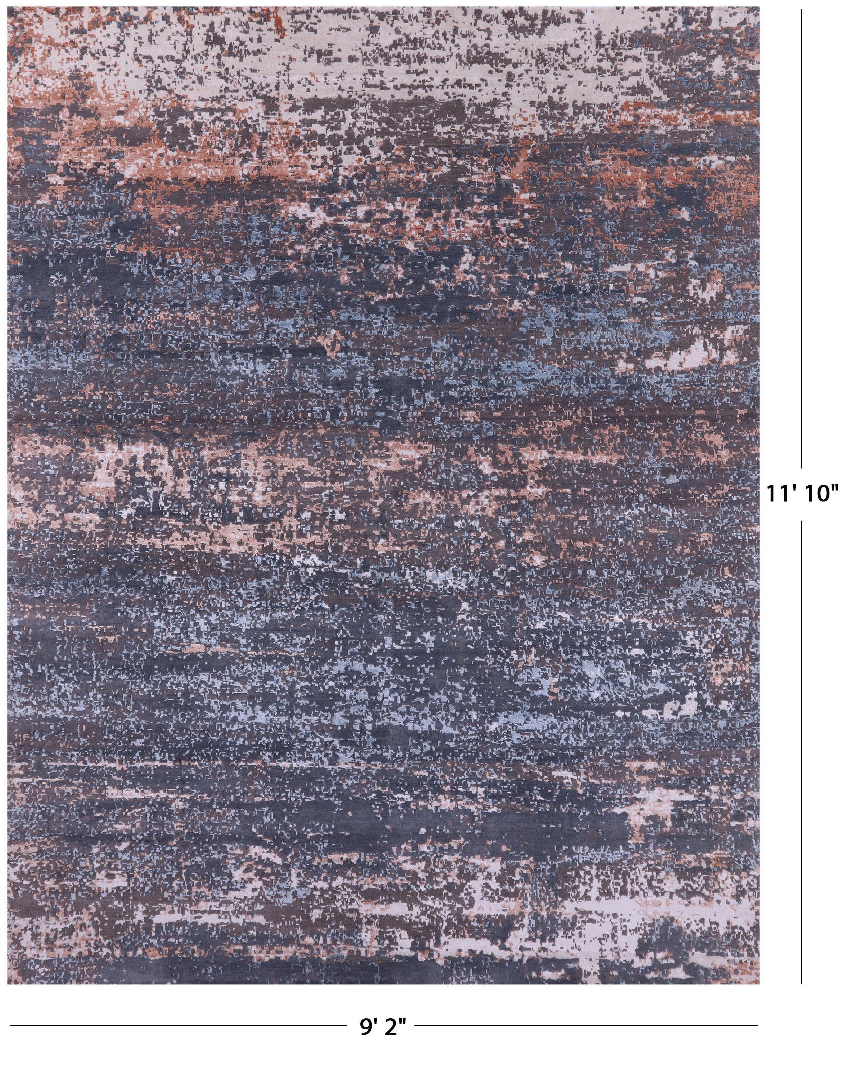Abstract Contemporary Hand Knotted Wool & Silk Rug - 9' 2" X 11' 10" - Golden Nile