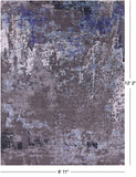 Abstract Contemporary Hand Knotted Wool & Silk Rug - 8' 11" X 12' 2" - Golden Nile