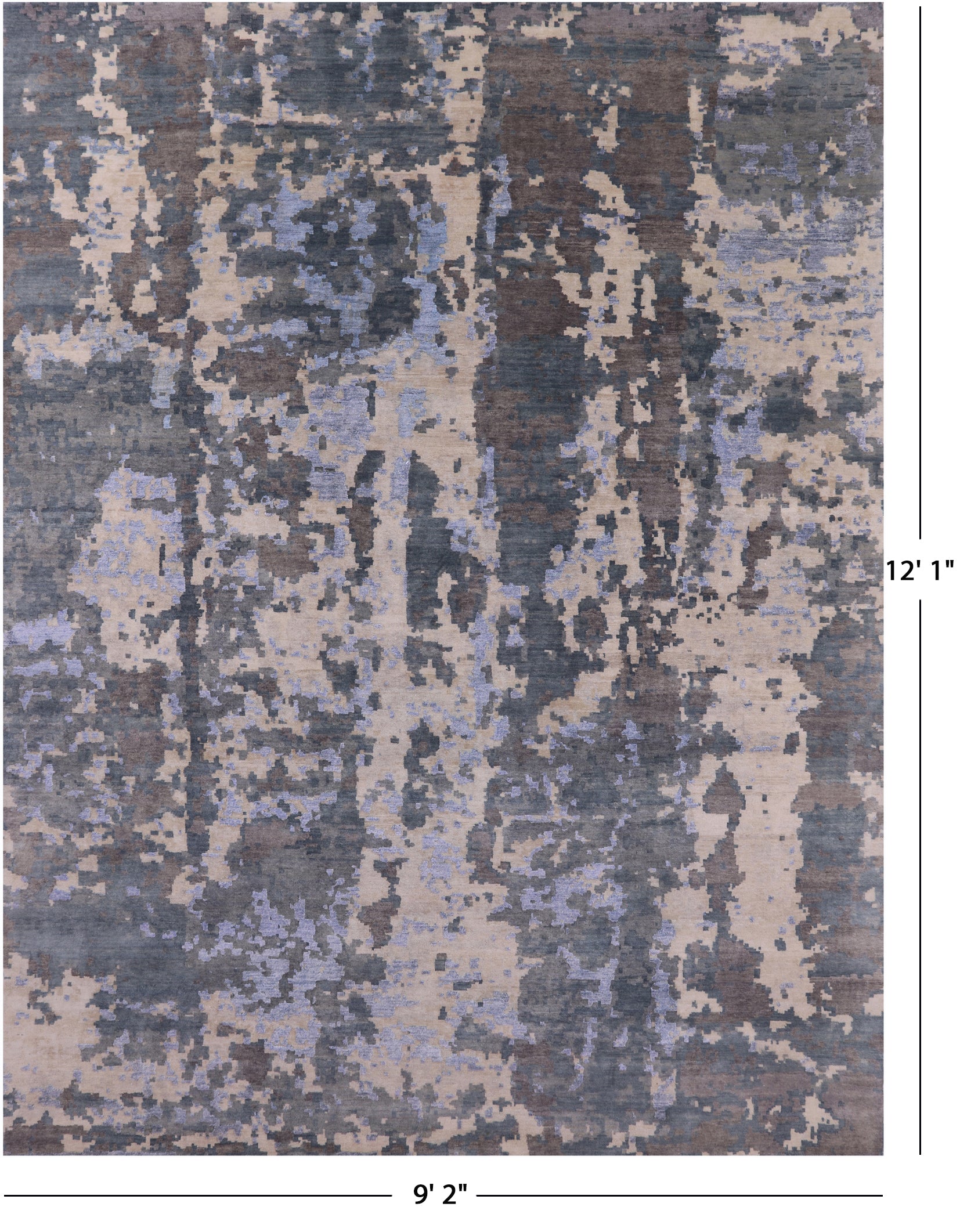 Abstract Contemporary Hand Knotted Wool & Silk Rug - 9' 2" X 12' 1" - Golden Nile