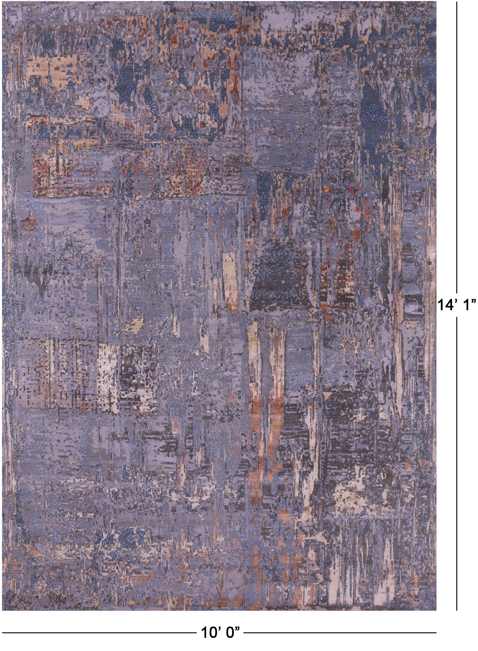 Abstract Contemporary Hand Knotted Wool & Silk Rug - 10' 0" X 14' 1" - Golden Nile