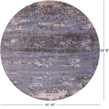 Round Abstract Contemporary Hand Knotted Wool & Silk Rug - 11' 11" X 12' 0" - Golden Nile