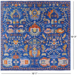 Blue Square Heriz Serapi Hand Knotted Wool Rug - 10' 1" X 10' 3" - Golden Nile