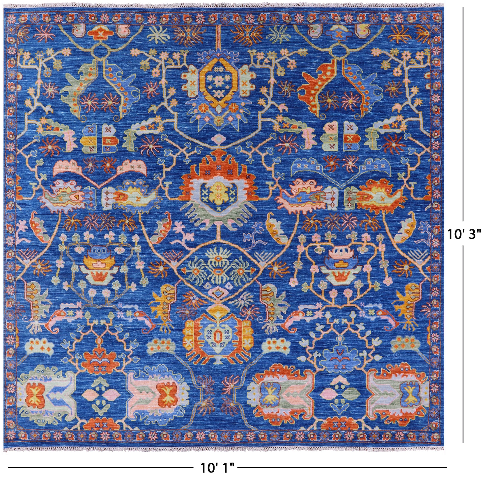 Blue Square Heriz Serapi Hand Knotted Wool Rug - 10' 1" X 10' 3" - Golden Nile