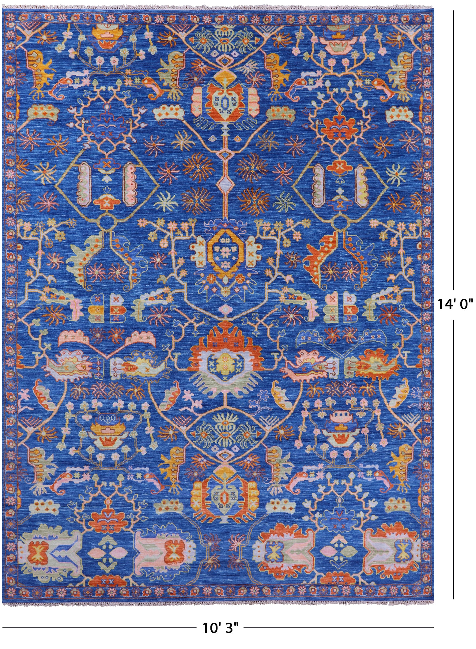 Blue Heriz Serapi Hand Knotted Wool Rug - 10' 3" X 14' 0" - Golden Nile