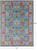 Blue Turkish Oushak Hand Knotted Wool Rug - 9' 2" X 12' 6" - Golden Nile