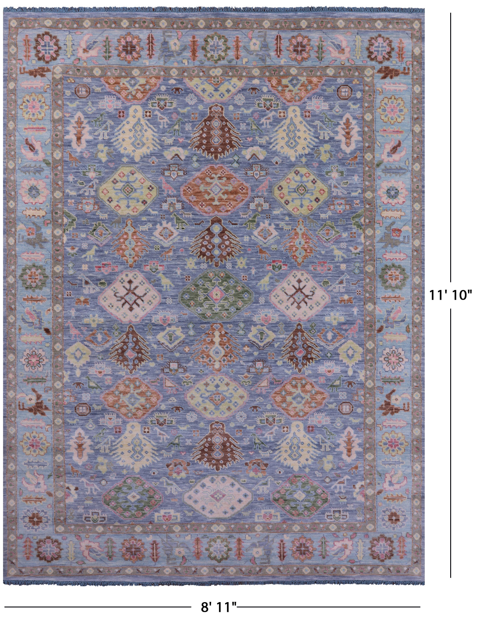 Blue Heriz Serapi Hand Knotted Wool Rug - 8' 11" X 11' 10" - Golden Nile