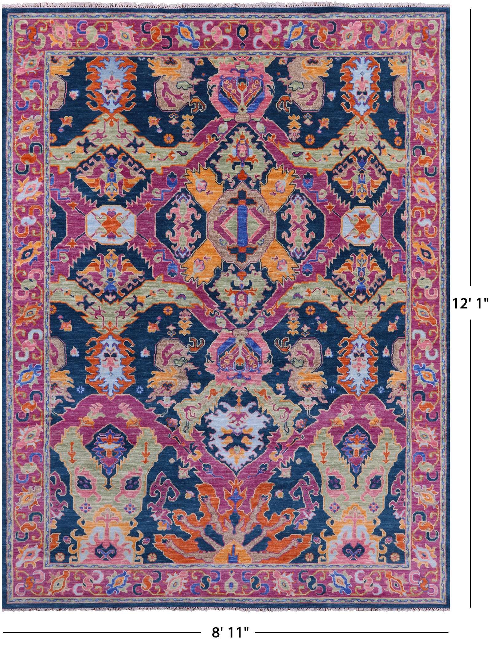 Kazak Hand Knotted Wool Rug - 8' 11" X 12' 1" - Golden Nile