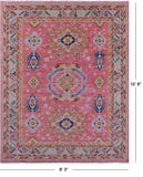 Pink Kazak Hand Knotted Wool Rug - 8' 3" X 10' 6" - Golden Nile