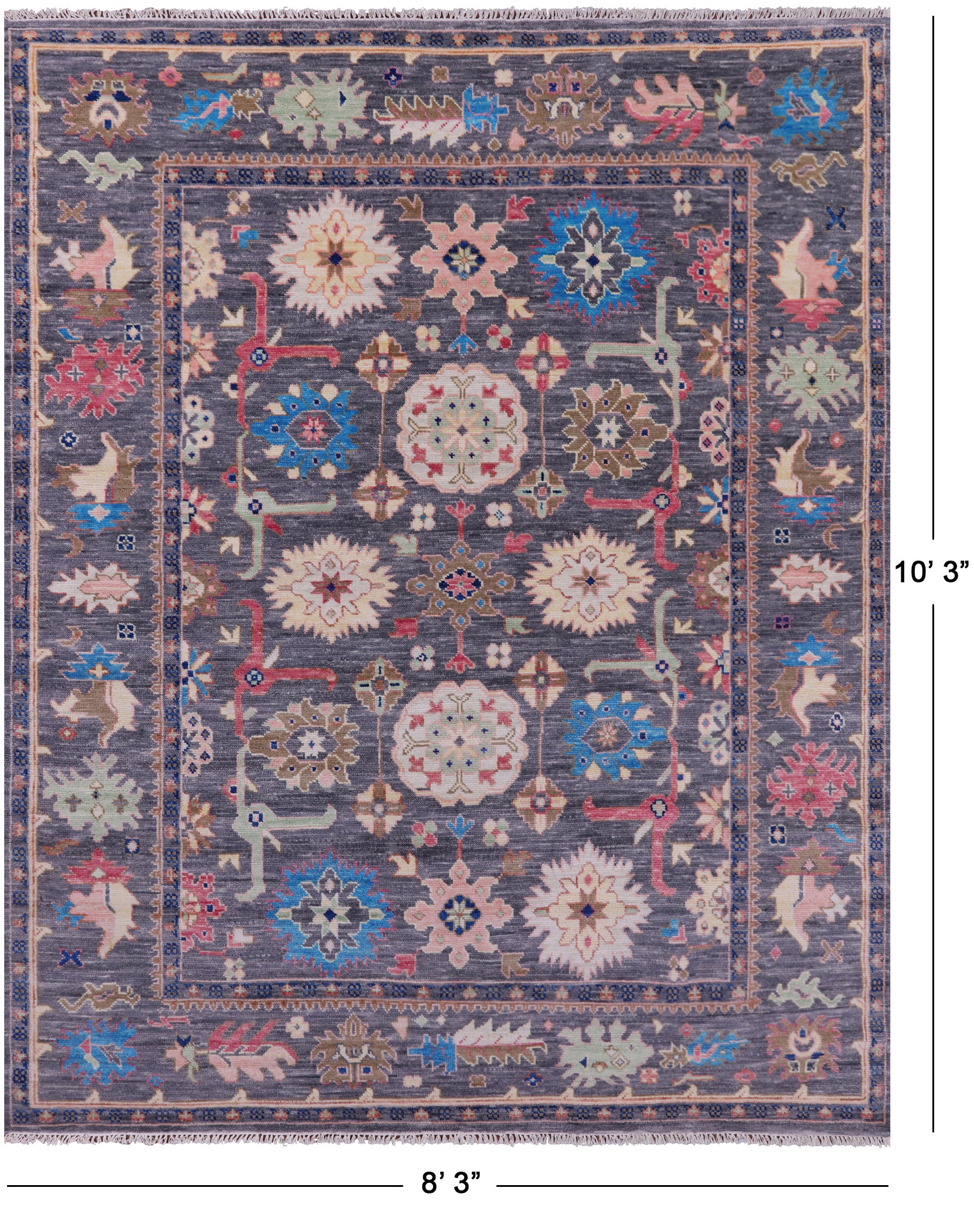 Grey Turkish Oushak Hand Knotted Wool Rug - 8' 3" X 10' 3" - Golden Nile