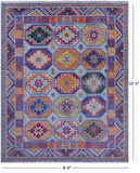 Blue Turkmen Ersari Hand Knotted Wool Rug - 8' 0" X 10' 3" - Golden Nile