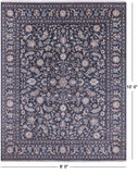 Grey Persian Nain Hand Knotted Wool & Silk Rug - 8' 0" X 10' 0" - Golden Nile