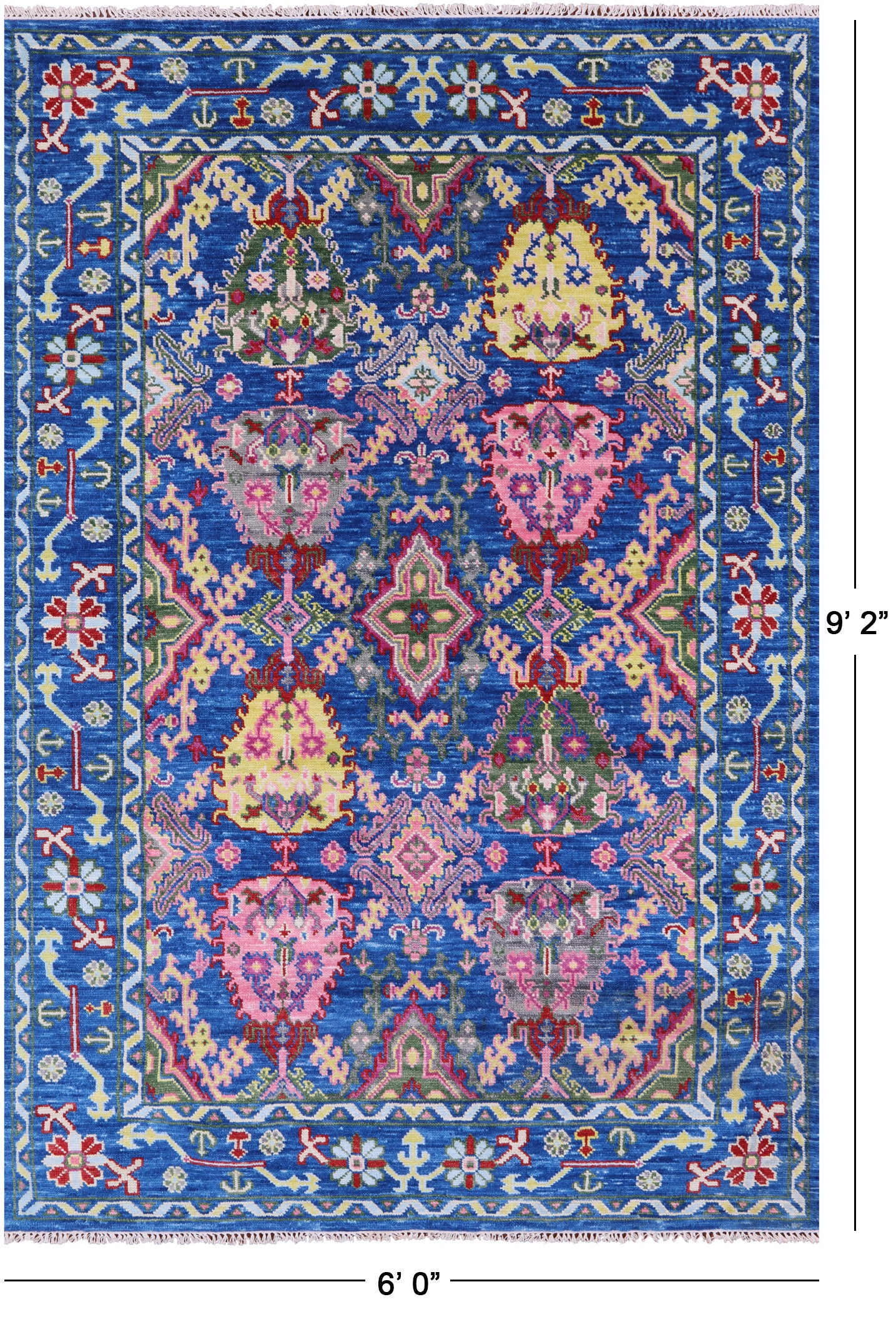 Blue Turkish Oushak Hand Knotted Wool Rug - 6' 0" X 9' 2" - Golden Nile