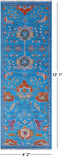Blue Heriz Serapi Hand Knotted Wool Runner Rug - 4' 2" X 12' 1" - Golden Nile