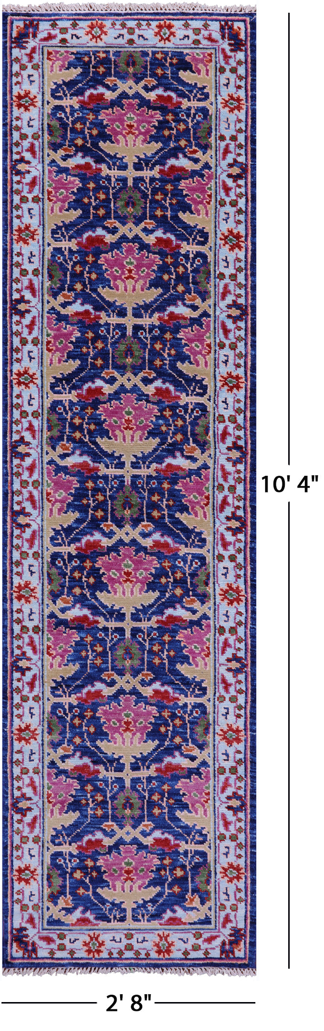 Blue Turkish Oushak Hand Knotted Wool Runner Rug - 2' 8" X 10' 4" - Golden Nile