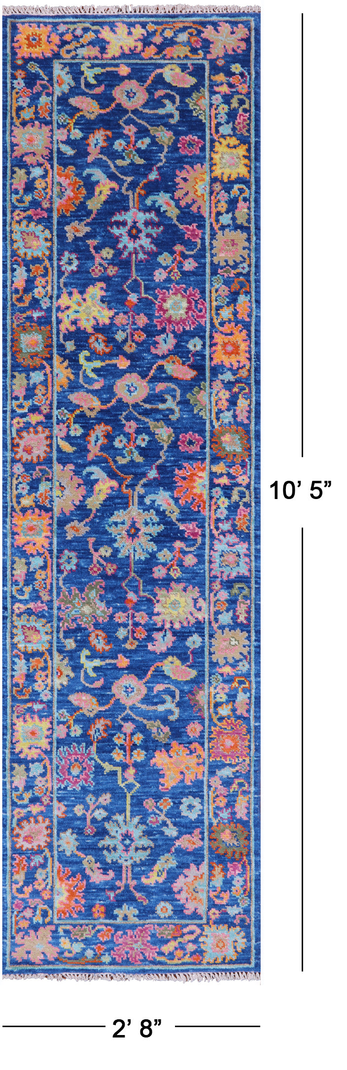Blue Turkish Oushak Hand Knotted Wool Runner Rug - 2' 8" X 10' 5" - Golden Nile