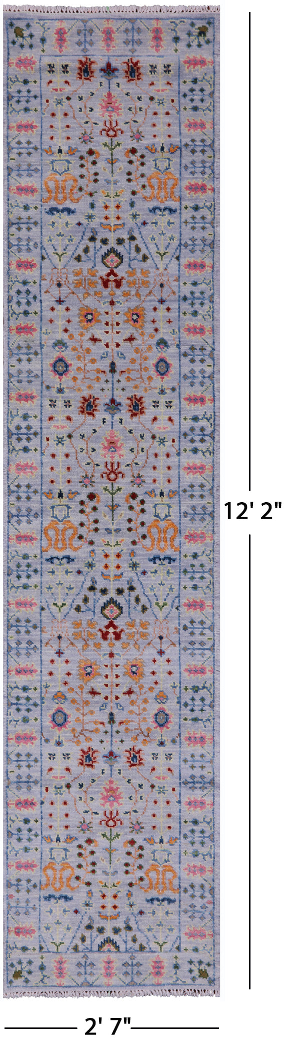 Turkish Oushak Hand Knotted Wool Runner Rug - 2' 7" X 12' 2" - Golden Nile