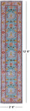 Blue Turkish Oushak Hand Knotted Wool Runner Rug - 2' 6" X 12' 6" - Golden Nile