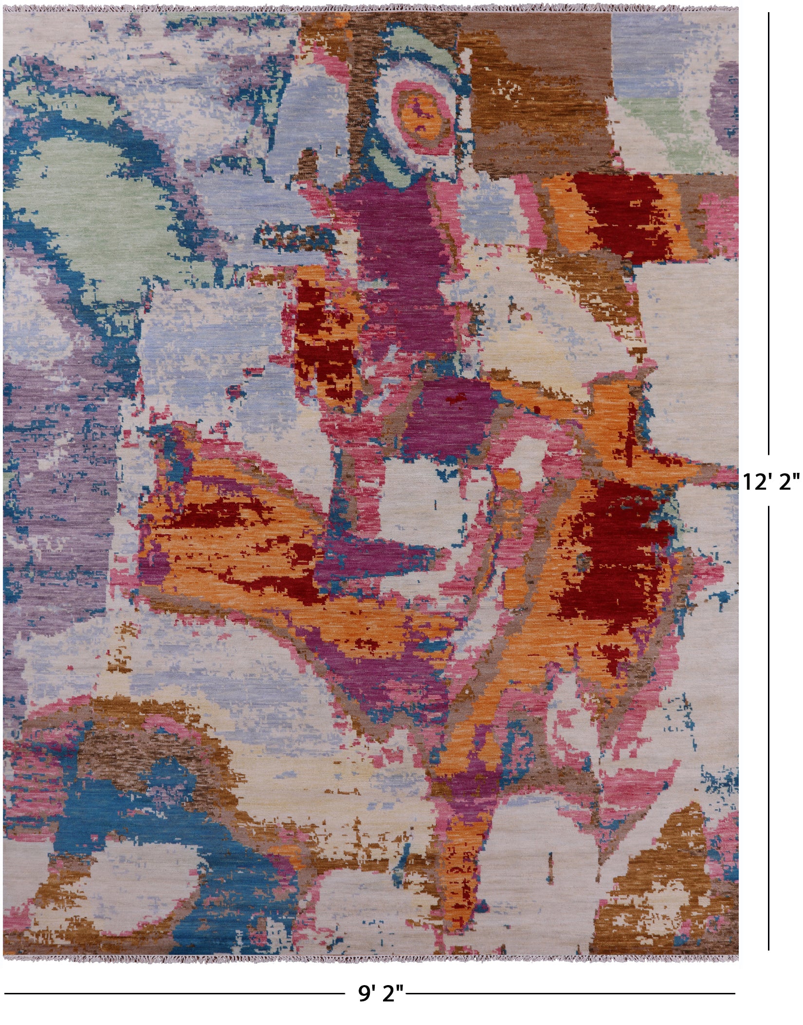 Abstract Contemporary Handmade Wool Rug - 9' 2" X 12' 2" - Golden Nile