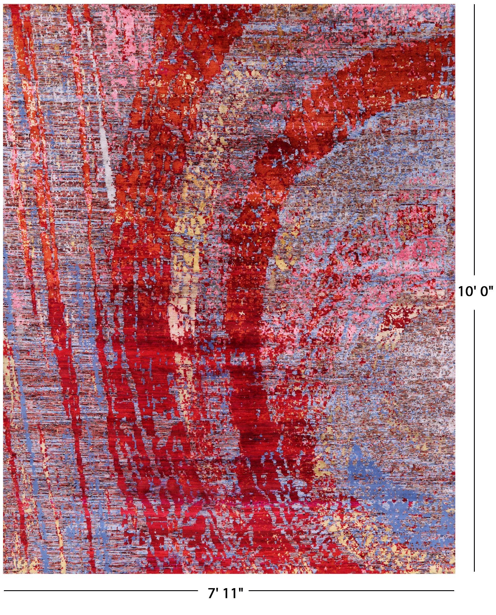 Abstract Contemporary Hand Knotted Wool & Silk Rug - 7' 11" X 10' 0" - Golden Nile