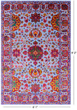 Blue Persian Tabriz Hand Knotted Wool & Silk Rug - 6' 1" X 9' 2" - Golden Nile