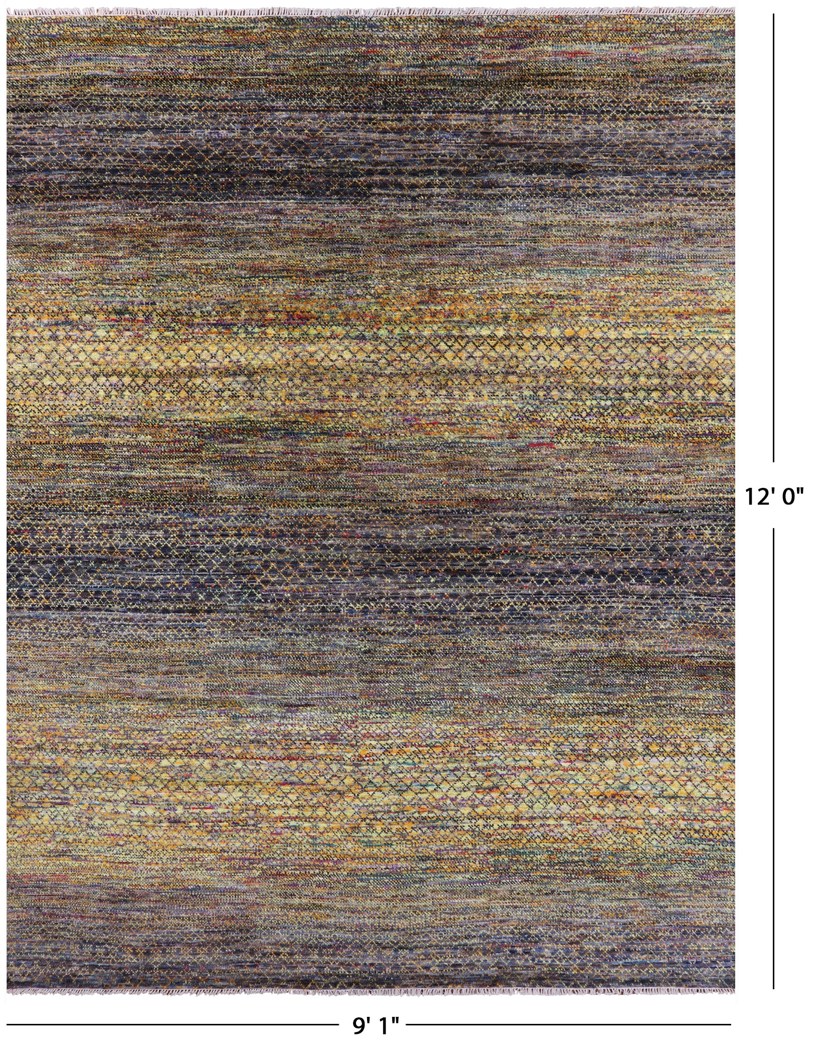 Savannah Grass Hand Knotted Wool Rug - 9' 1" X 12' 0" - Golden Nile