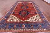 Red Persian Fine Serapi Hand Knotted Wool Rug - 9' 11" X 15' 5" - Golden Nile