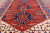 Red Persian Fine Serapi Hand Knotted Wool Rug - 9' 11" X 15' 5" - Golden Nile