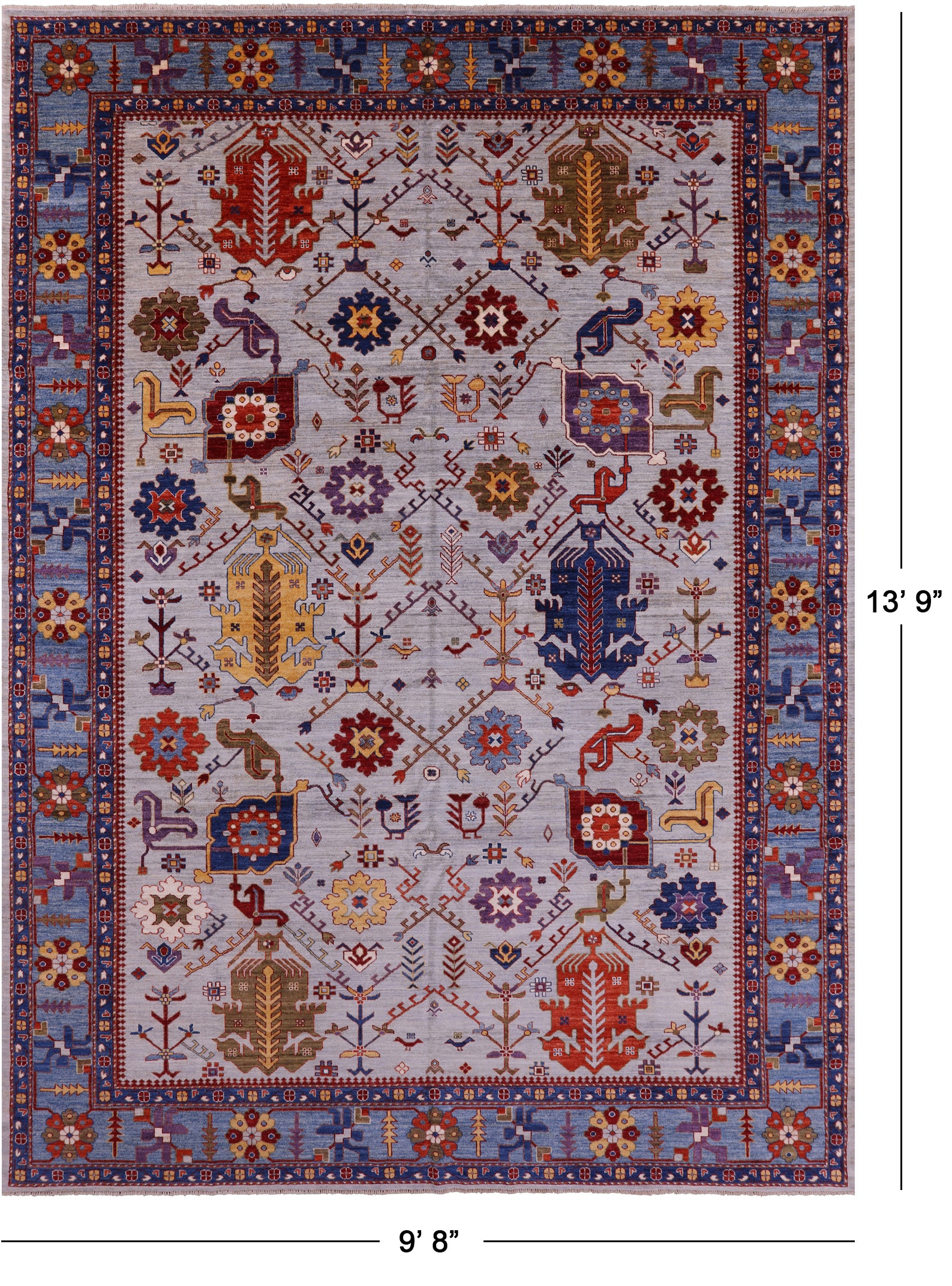 Persian Fine Serapi Hand Knotted Wool Rug - 9' 8" X 13' 9" - Golden Nile