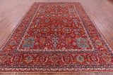 Red Persian Fine Serapi Hand Knotted Wool Rug - 8' 10" X 12' 1" - Golden Nile