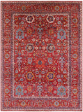 Red Persian Fine Serapi Hand Knotted Wool Rug - 8' 10" X 12' 1" - Golden Nile