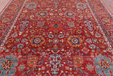 Red Persian Fine Serapi Hand Knotted Wool Rug - 8' 10" X 12' 1" - Golden Nile